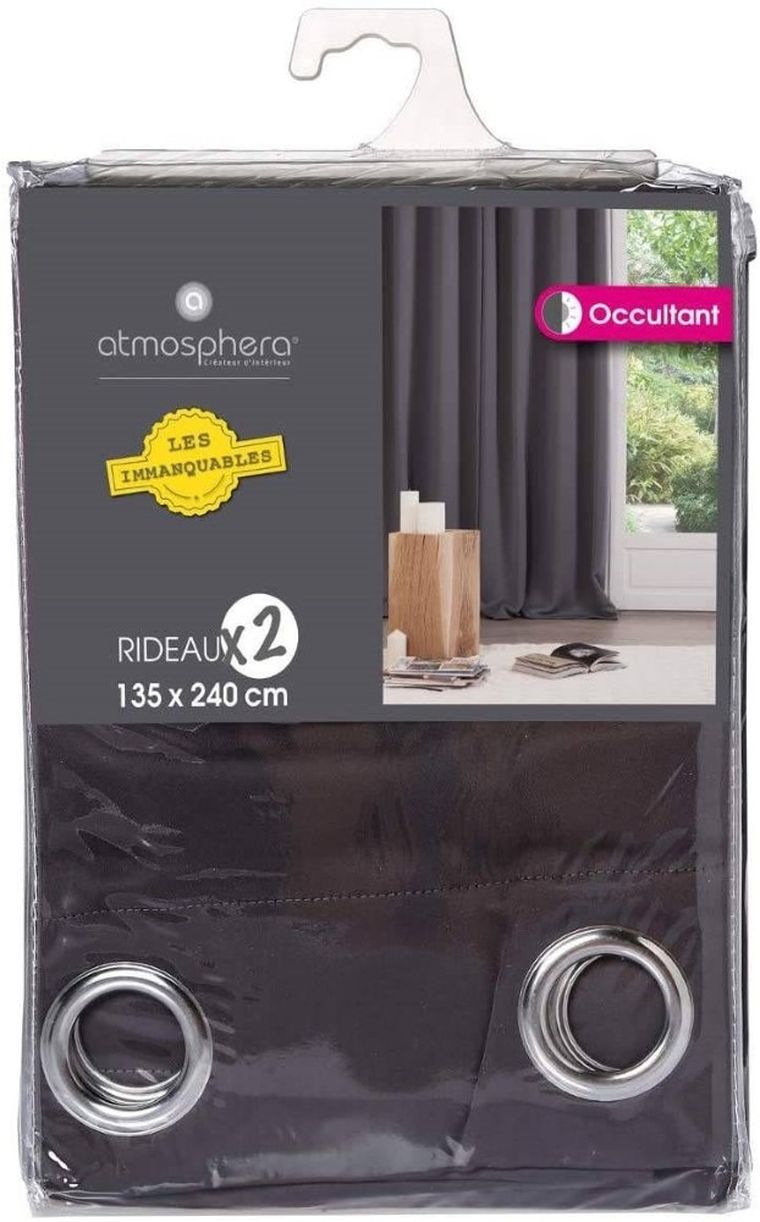 Atmosphera, zasłona zaciemniająca, na przelotkach, szara, 135-240 cm, 2 szt.