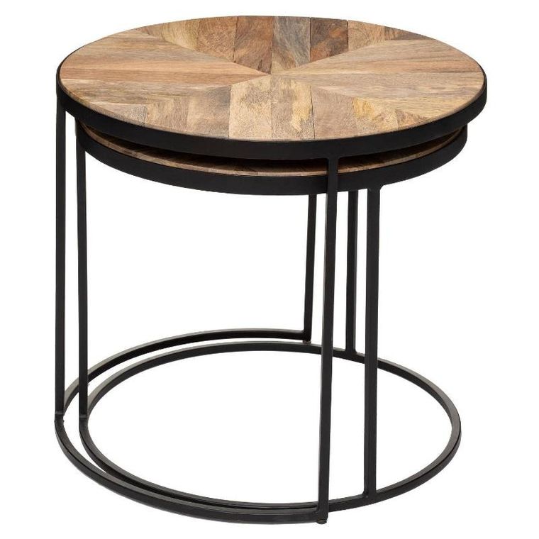 Atmosphera, zestaw stolików kawowych, Basile, drewniane blaty