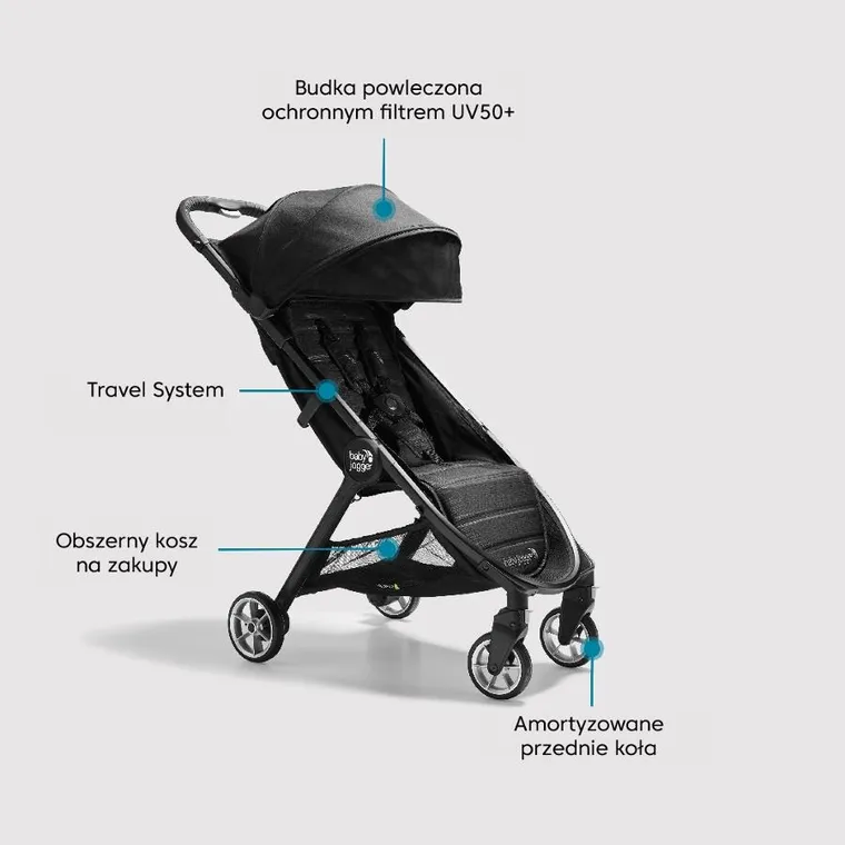 Baby Jogger, City Tour 2w1, wózek spacerowy z gondolą, pitch black