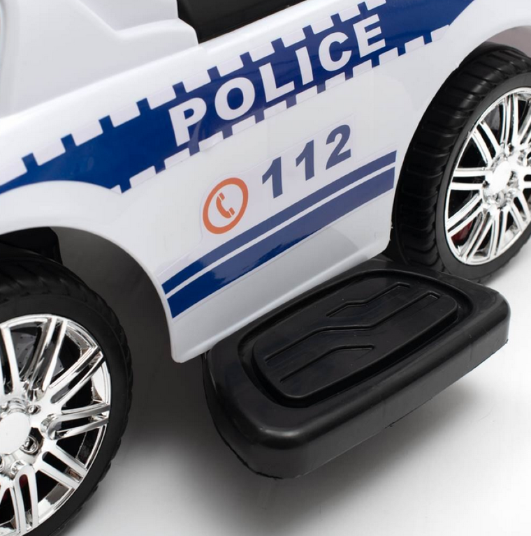 Baby Mix, jeździk z dźwiękiem i rączką, Police, biały