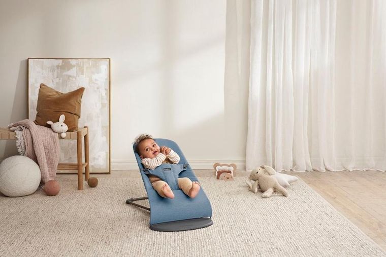 BabyBjörn, Bliss Woven, leżaczek bujaczek, melanżowy niebieski