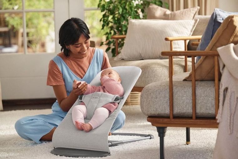 BabyBjörn, Bliss Woven, leżaczek, jasny szary, melanż