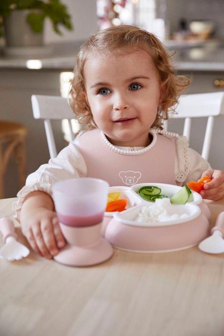 BabyBjörn, Dinnerware, zestaw obiadowy, Powder Pink, 8 szt.