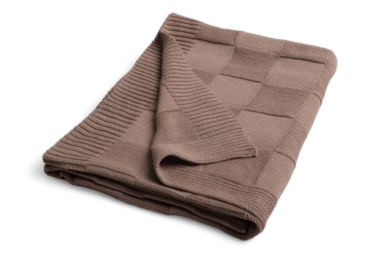 Babymatex, Kwadraty, kocyk bawełniany, brązowy, 80-100 cm