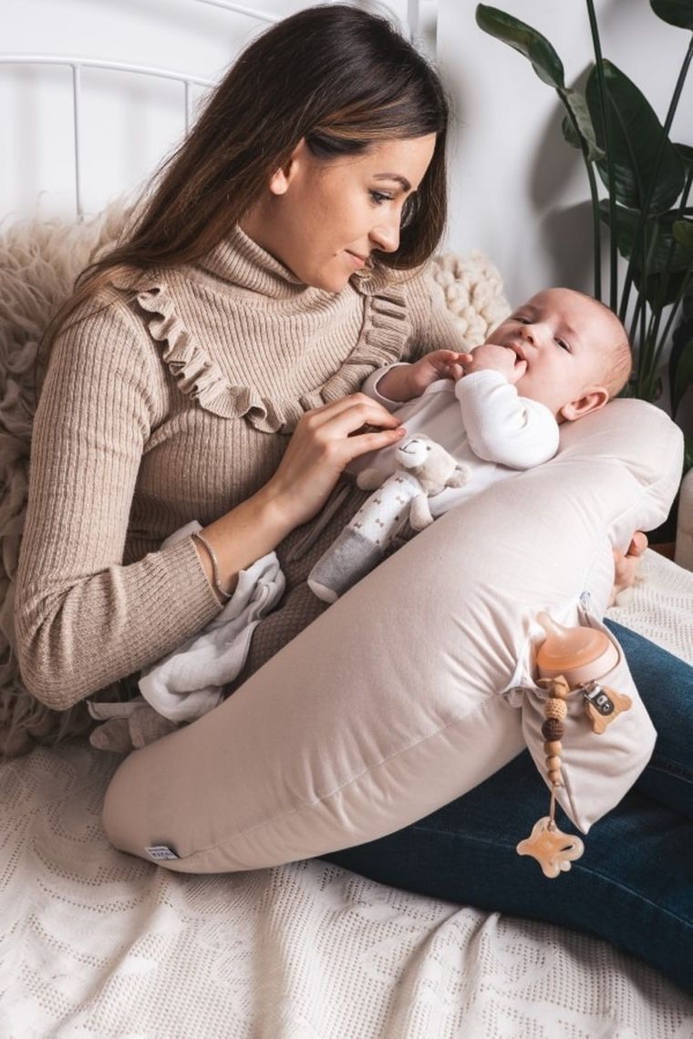 BabyMatex, MiniRelax, Bamboo, poduszka do karmienia pozycjonująca, muślin, róż, 150 cm