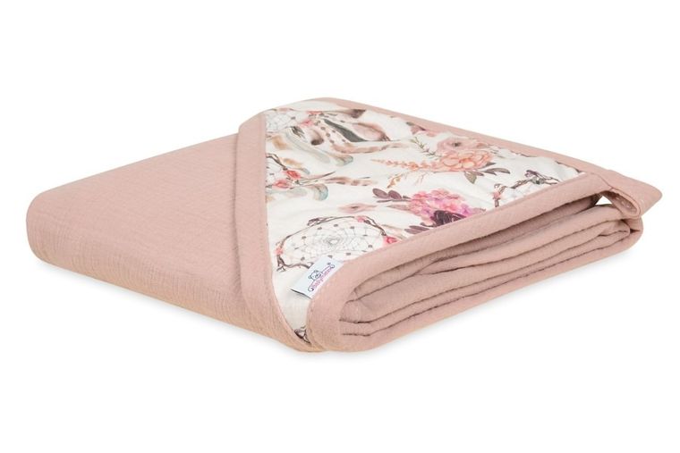 BabyMatex, okrycie kąpielowe, muślin design, róż, 85-85 cm