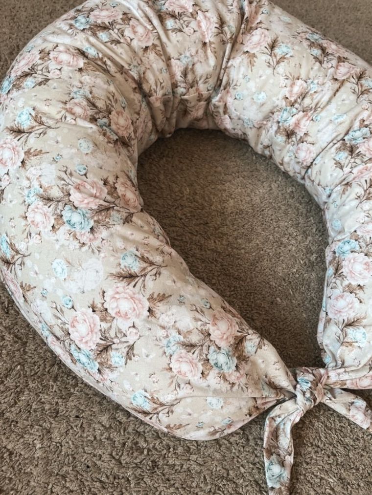 BabyMatex, poduszka do spania i karmienia z tkaniny bawełnianej, moon, kwiatki