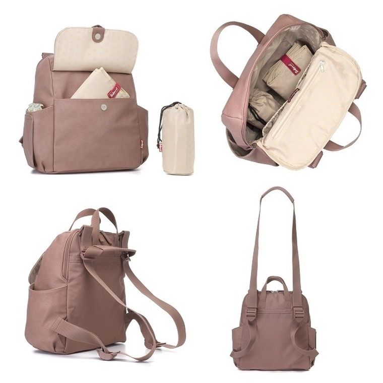 Babymel, Robyn, torba i plecak dla mamy, eko skóra, Dusty Pink