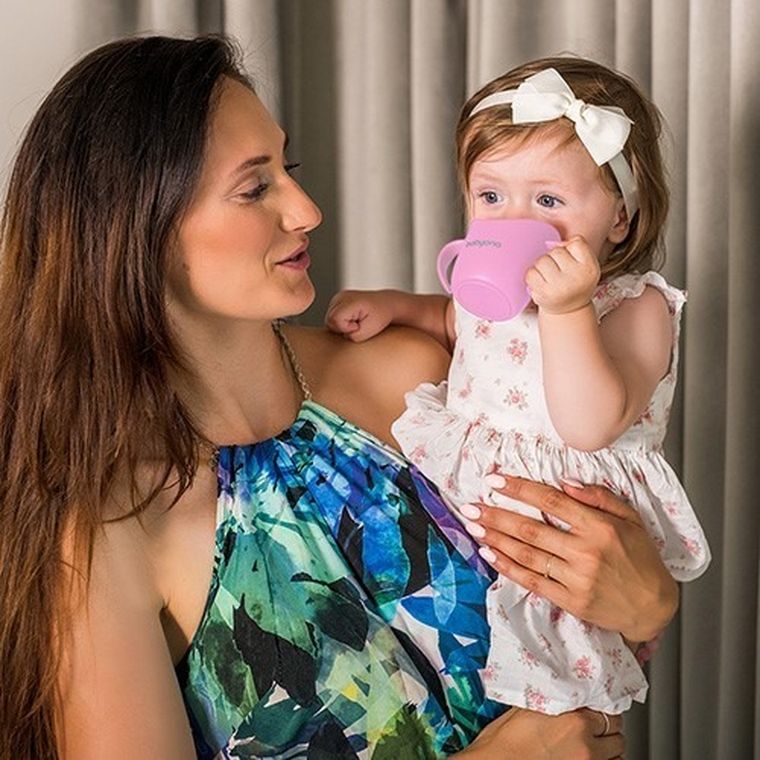 BabyOno, Flow, ergonomiczny kubek treningowy, różowy