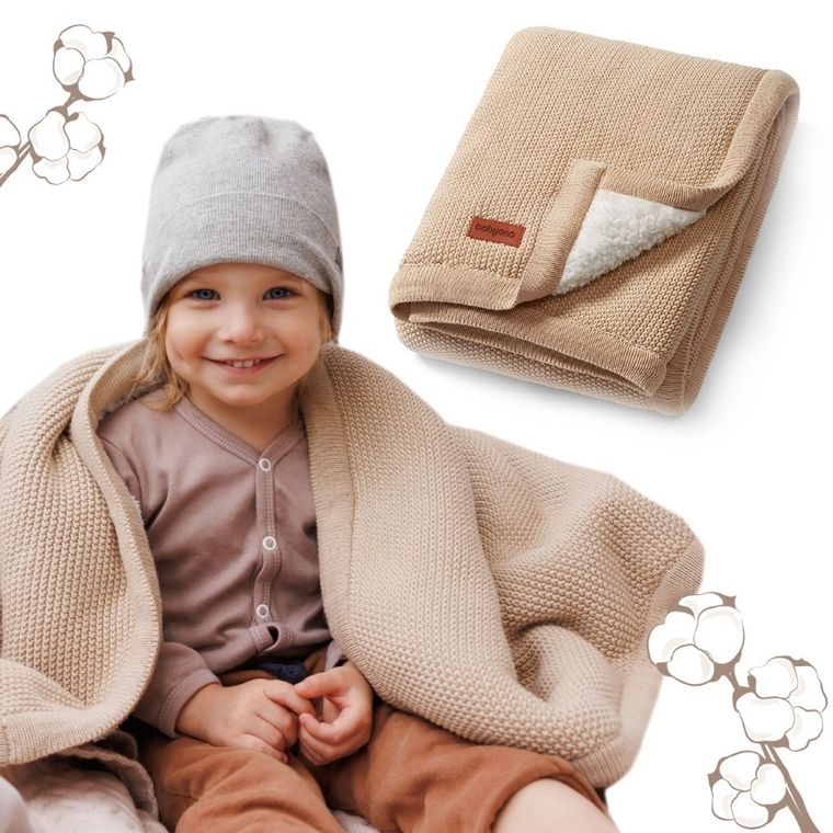 BabyOno, kocyk bawełniany z ociepleniem, beżowy, 75-100 cm