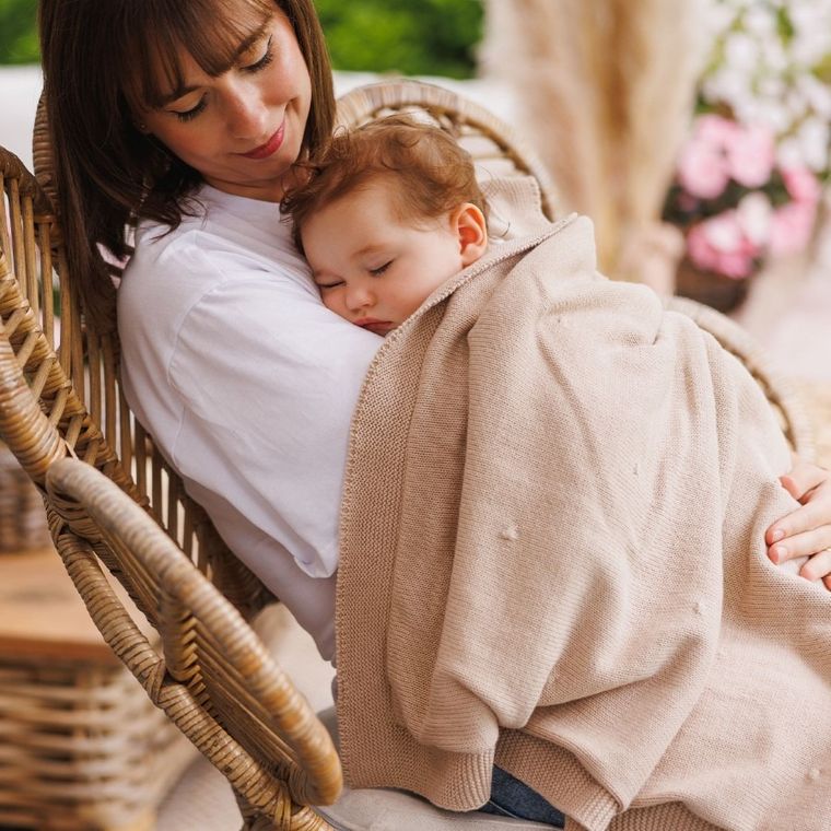 BabyOno, kocyk bawełniany z ociepleniem, jasny beż, 75-100 cm