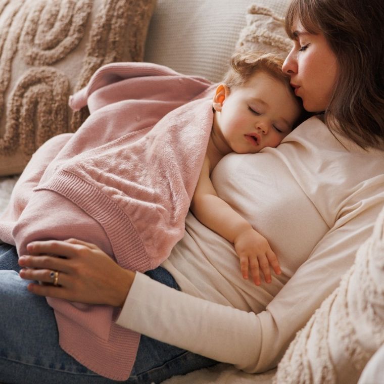 BabyOno, kocyk bawełniany z ociepleniem, różowy, 75-100 cm