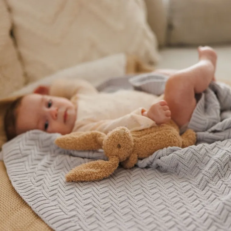 BabyOno, kocyk dzianinowy, bawełniany, szary