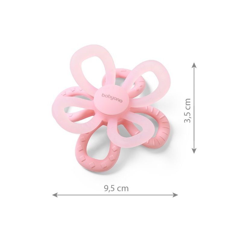 BabyOno, Kwiatek, gryzak silikonowy, różowy