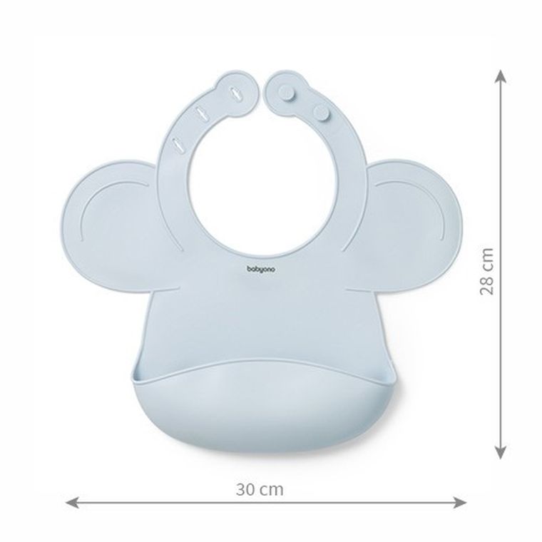 BabyOno, silikonowy śliniak z regulowanym zapięciem, niebieski