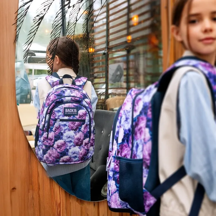BackUp, plecak szkolny, 3-komorowy, Violet Bloom