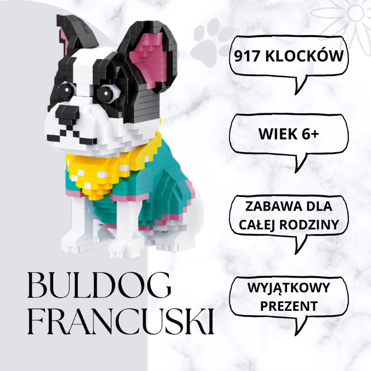 Balody, Pies French Bulldog, klocki konstrukcyjne, 917 elementów