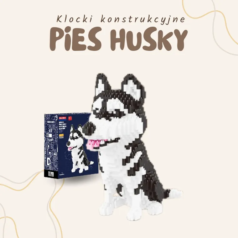 Balody, Pies Husky duży, klocki konstrukcyjne, 1900 elementów