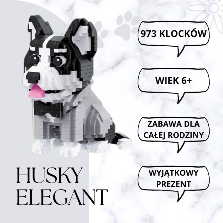 Balody, Pies Husky szczeniak, klocki konstrukcyjne, 973 elementów