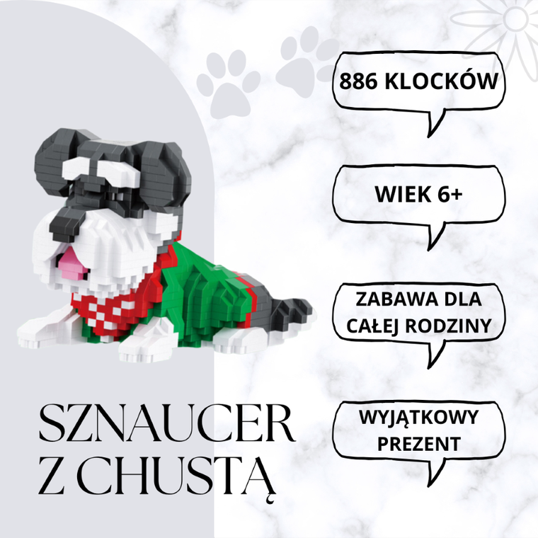 Balody, Pies Sznaucer z chustą, klocki konstrukcyjne, 886 elementów