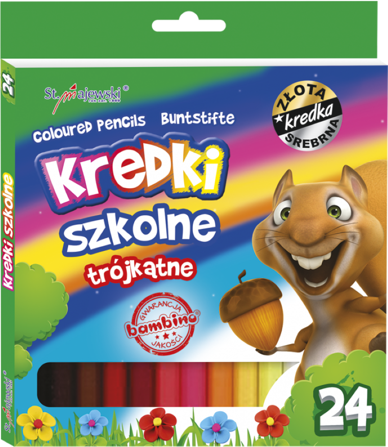 Bambino, kredki ołówkowe, trójkątne, 24 kolory
