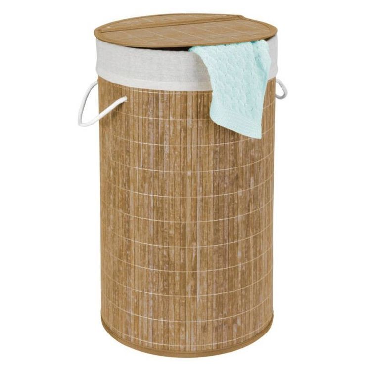Bambusowy kosz na pranie, jasny brąz, 55l