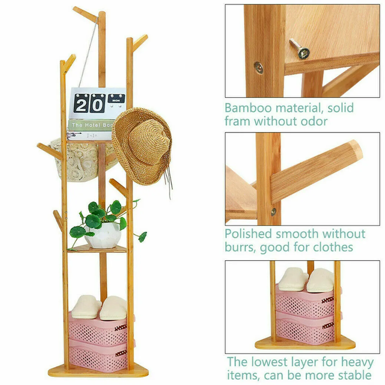 Bambusowy, wieszak, drzewo, 165 cm