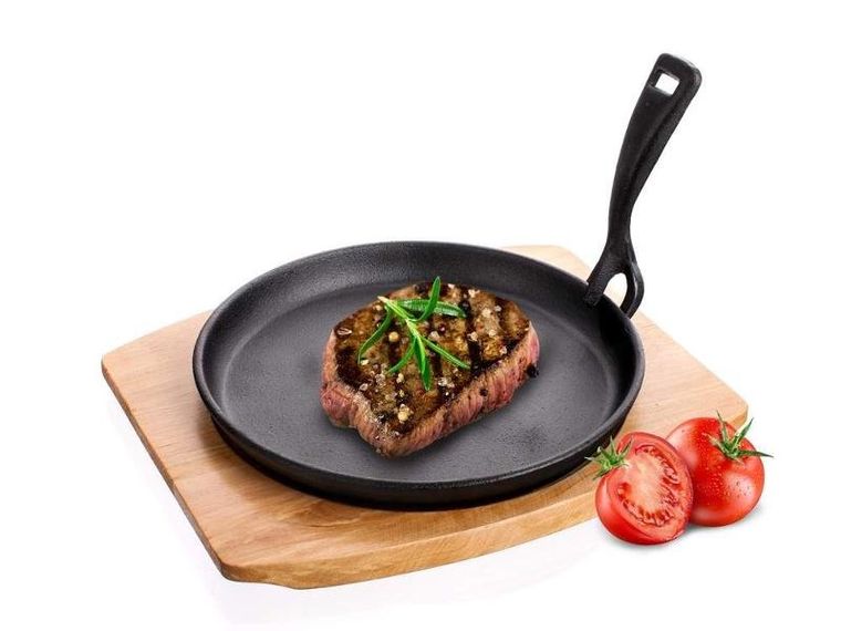 Banquet, Grada, patelnia żeliwna z drewnianą deską, 22 cm