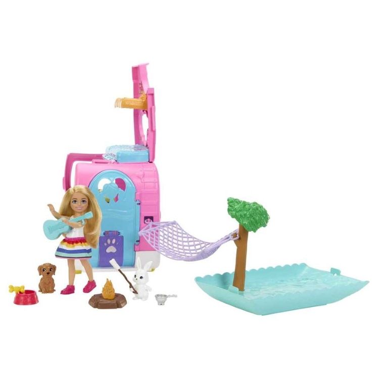 Barbie, Kamper Chelsea, zestaw z lalką i akcesoriami