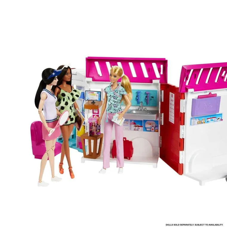 Barbie, Karetka - Mobilna klinika, zestaw bez lalki