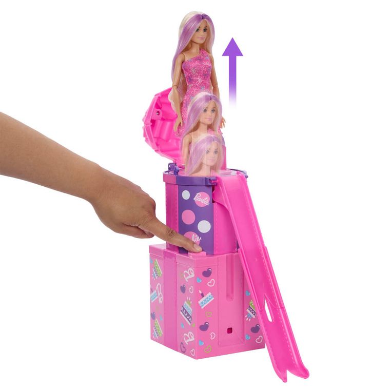 Barbie, Rise & Surprise, zestaw urodzinowy z 12 niespodziankami, funkcja zmiany koloru