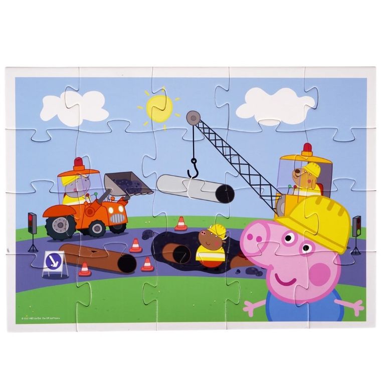 Barbo Toys, Świnka Peppa, George na budowie, puzzle w ozdobnym pudełku, 20 elementów
