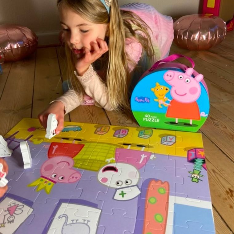 Barbo Toys, Świnka Peppa, Teddy, puzzle w ozdobnej walizce, 40 elementów