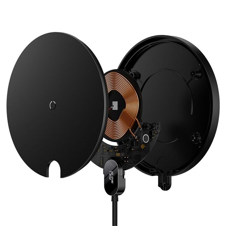 Baseus, ładowarka indukcyjna LED, czarna, 15W