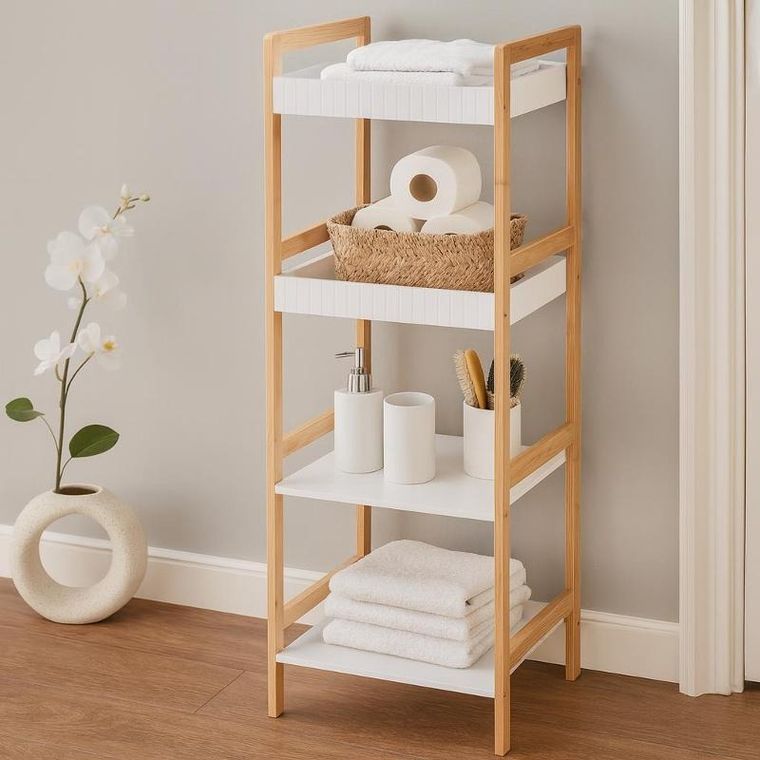 Bathroom Solutions, Forma, słupek łazienkowy, bambusowy, 36-33-110 cm