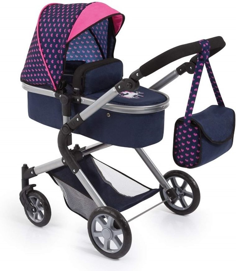 Bayer Design, City Neo, głęboki wózek dla lalek, granatowo-różowy