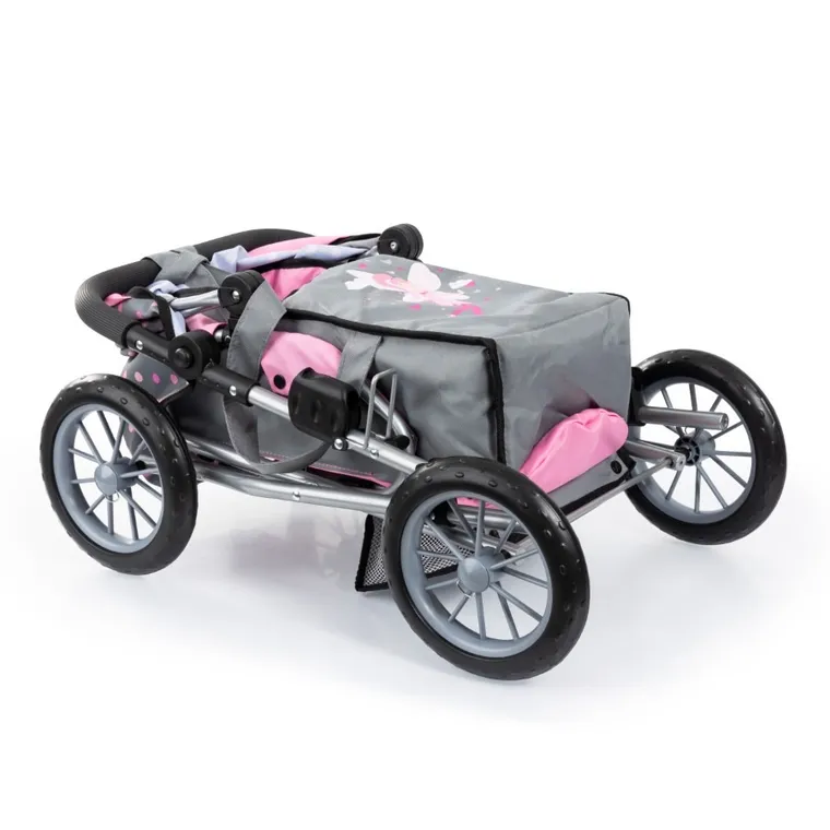 Bayer Design, City Star Combi, głęboki wózek dla lalek z torbą, szaro-różowy