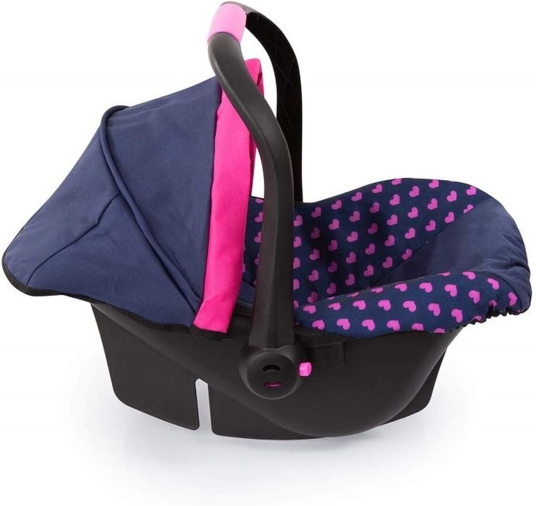 Bayer Design, Deluxe, fotelik samochodowy dla lalek z baldachimem, granatowo-różowy z jednorożcem