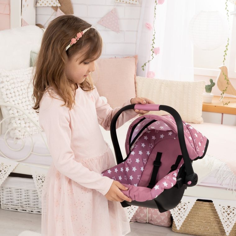 Bayer Design, Deluxe, fotelik samochodowy dla lalek z baldachimem, różowy