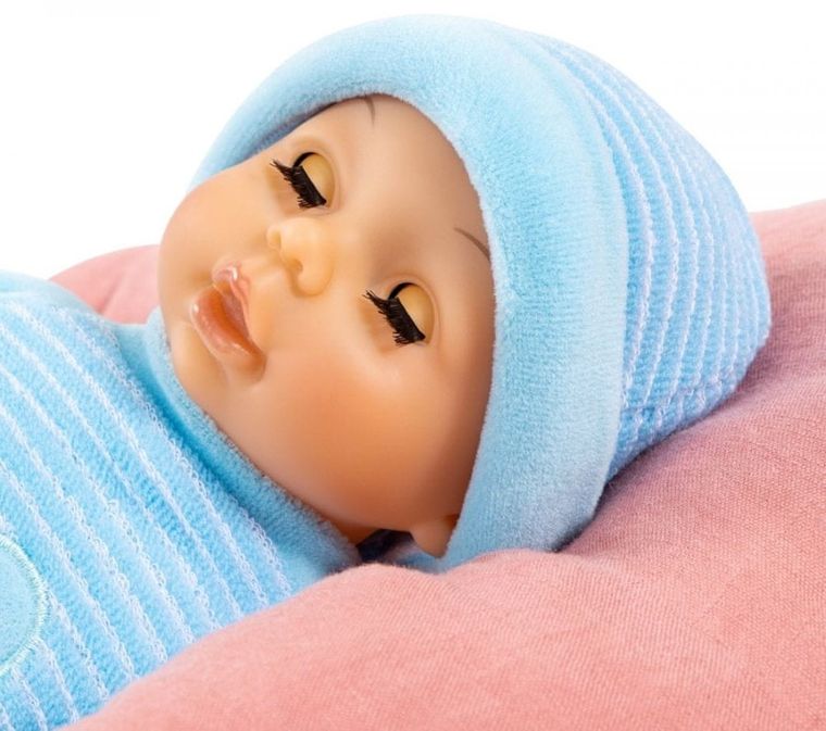 Bayer Design, First Words Baby, interaktywna lalka bobas, niebieska, 28 cm
