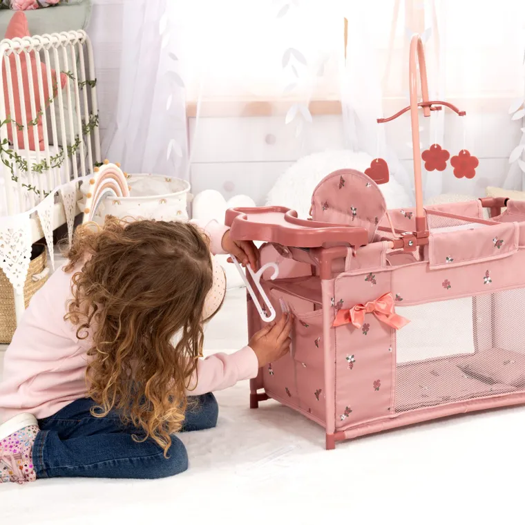 Bayer Design, łóżko turystyczne dla lalek z karuzelą, różowe