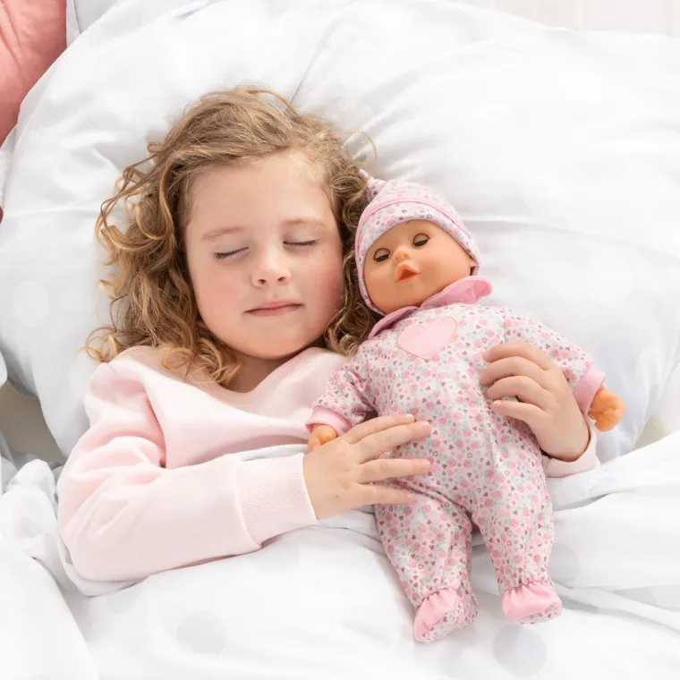 Bayer Design, Pierwsze słowa, interaktywna lalka bobas, różowa, 38 cm