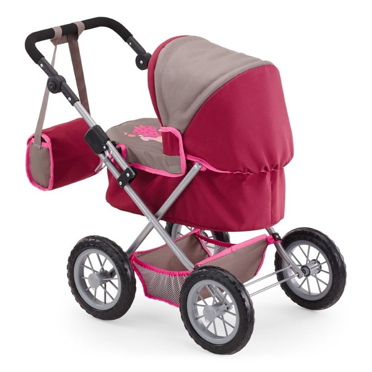Bayer Design, Trendy, głęboki wózek dla lalek z torbą, bordowy