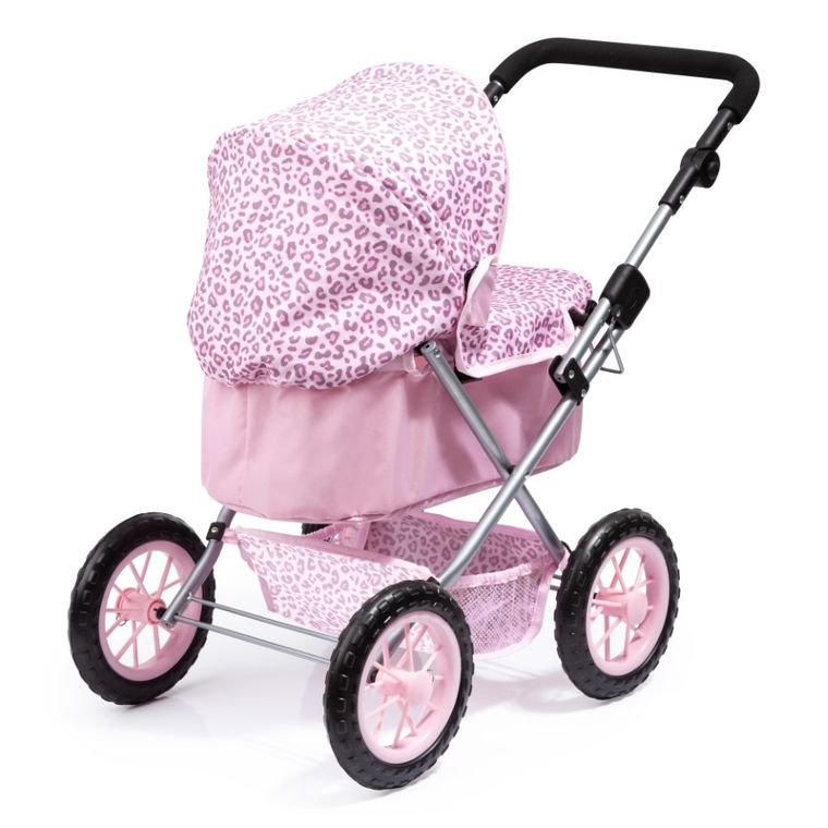Bayer Design, Trendy, głęboki wózek dla lalek z torbą, różowa panterka