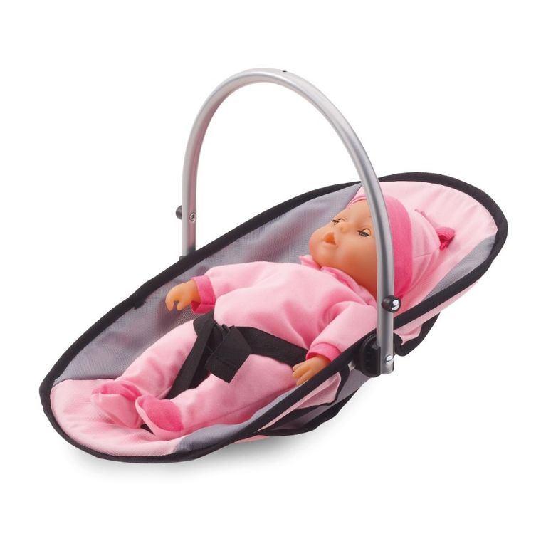 Bayer Design, Vario, krzesełko dla lalek 3w1, zestaw z nosidełkiem, torbą i akcesoriami, szaro-różowy