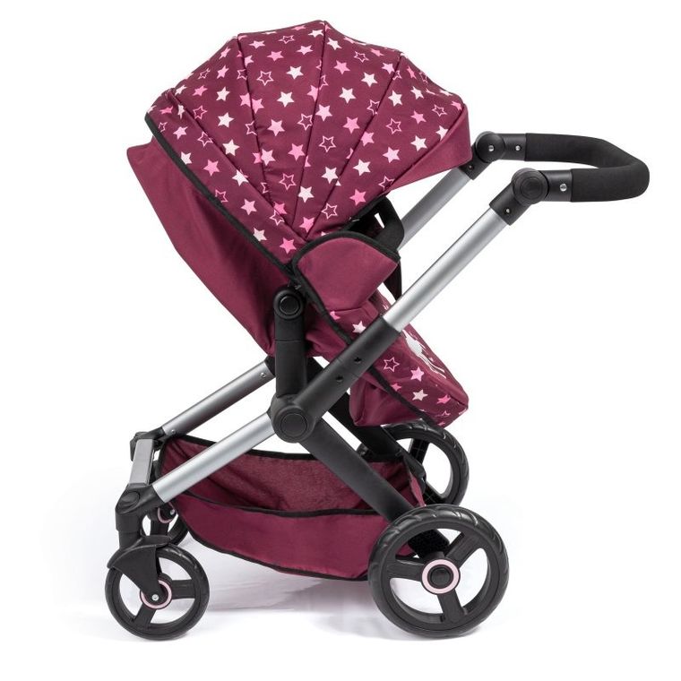 Bayer Design, Xeo Combi, głęboki wózek dla lalek z torbą, bordowy