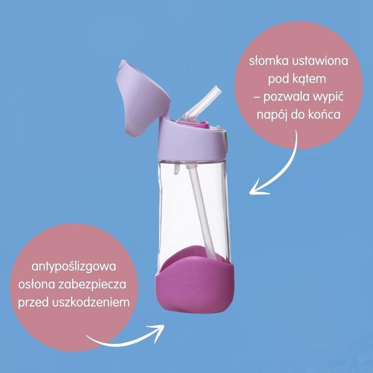 b.box, butelka tritanowa ze słomką, Sugar Plum, 450 ml