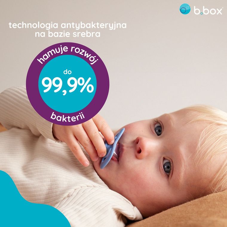 b.box, smoczek symetryczny, 6m+, niebieski/błękit, 2 szt.