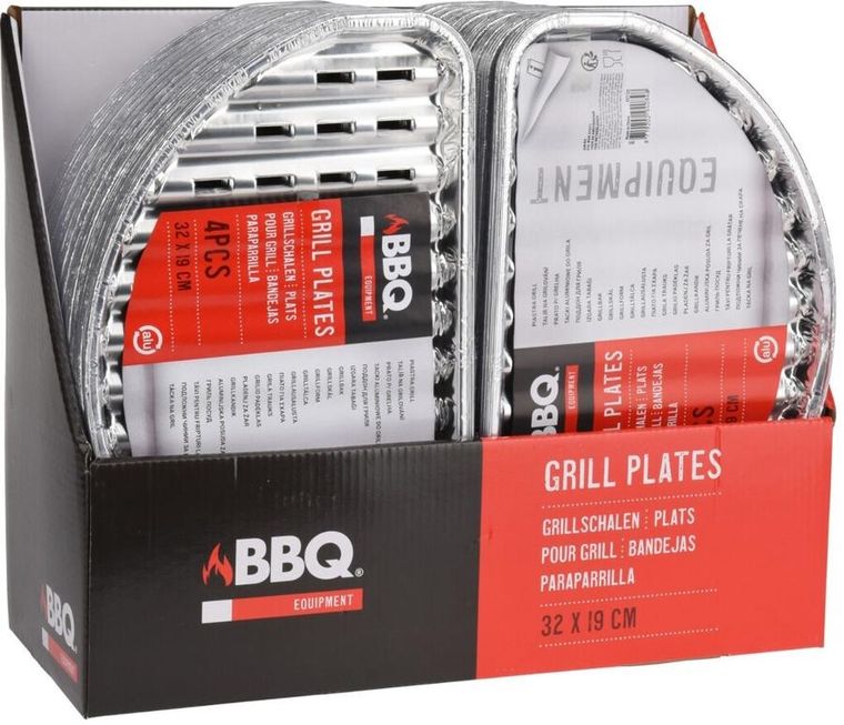 BBQ, Half, aluminiowe tacki na grilla, 4 szt.