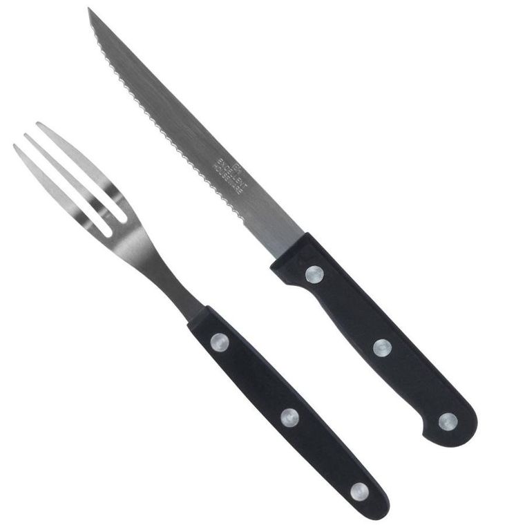 BBQ, sztućce do steków i burgerów, stalowe, 8 elementów